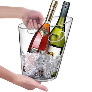 6.5L Acrylic Cooler Beer Wine Champagne Ice Bucket With Lid For Parties Bars Home- Clear