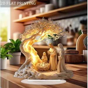 Nativity Scene Acrylic Traditional Desk Ornament /2d Flat Acrylic Nativity Jesus Birth Scene Ornament/Tabletop Decor