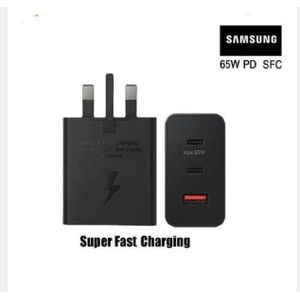 Samsung 65W Twin Pd,USB Phone Charger With C To C Cable, - Black