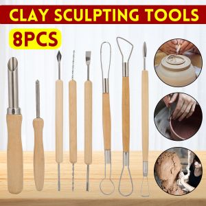 Pottery Clay Sculpting Tools, 22Pcs Wooden Handle Pottery Carving Tools &  Metal Scraper & Plastic Clay Shaping Tools 