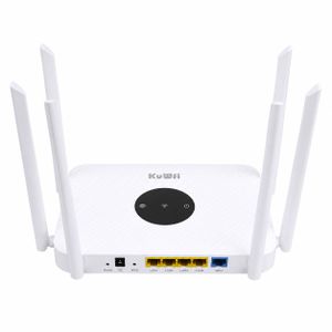 Kuwfi 1200Mbps WiFi Signal Booster & Extender – 6 Antennas, Dual Band 2.4GHz/5GHz- White