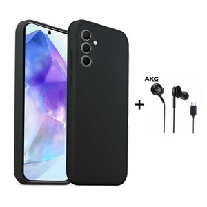 Samsung Silicone Case With Type-C Earphones For Galaxy A50 A51 A52 A53 A54 And A55 Black
