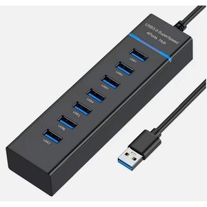 USB Hub, 7 Port USB 3.0 Hub High-Speed Multi-interface Hub- Black