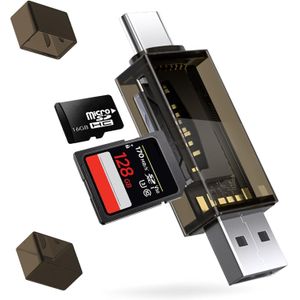 SD Card Reader Dual Connector USB 2.0/USB-C Memory Card Reader Adapter Compatible for SD/Micro SD/SDHC/SDXC/MMC