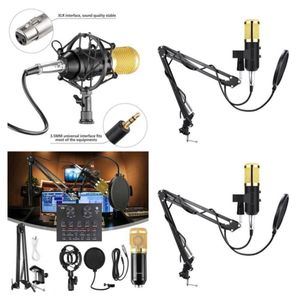 Condenser Microphone with V8 BM800 sound card kit, supporting capacitor, USB, Bluetooth, studio recording, professional karaoke - multicolor