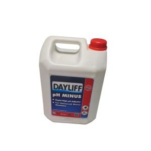Dayliff 5-liter container of PH Minus, a water treatment chemical and tile stain remover