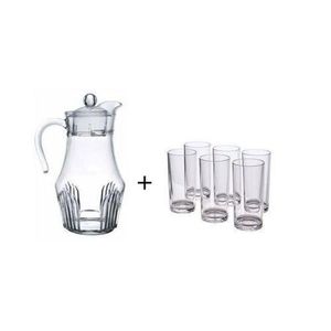 Set of Water/Juice Jar and 6 Pieces Glass - Transparent