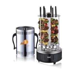 Vertical electric barbecue grill featuring a 360-degree rotation system for even cooking.