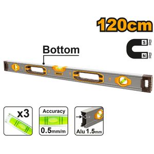 INGCO HSL38120M - Spirit Level With Powerful Magnets - Orange
