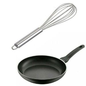 2 in1 Egg Whisk Mixer with 20cm Frying Pan - Silver