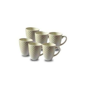 Sundabest White Ceramic Tea Mugs-6Pcs