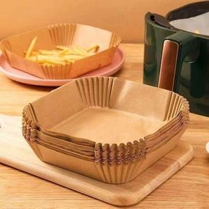 50pcs Square Disposable Air Fryer Paper Liners - Brown.