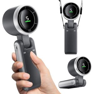 Portable Handheld Mini Fan, Black Foldable Turbo Fan with 3600mAh Battery, 50000RPM Speed, USB C Rechargeable, 5-Speed Settings, Digital Display, Ideal for Travel, Camping, Outdoor Use for Women & Men - Multicolor