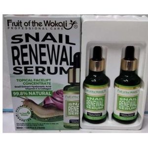 Fruit Of The Wokali 2pcs Snail Renewal Repairing with Vitamin C ,Hylauronic acid & Collagen Facial Serum -50ml 