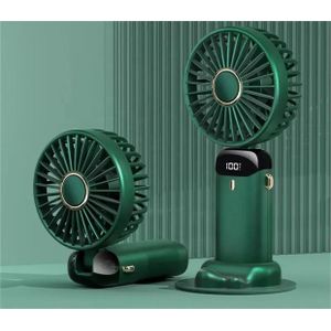 Powerful Portable Battery-Powered Electric Handheld Fans USB Rechargeable Technology Foldable Design for Travel Office Car Use - Green