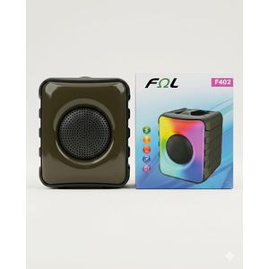 Fql F402 Rugged Portable Wireless Bluetooth Speaker with RGB Lighting - Olive Green