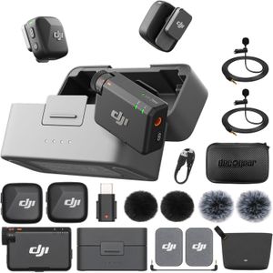 Dji Mic Mini (2 TX + 1 RX + Charging Case) Wireless Lavalier Microphone, Ultralight, Noise Cancelling, Up to 48-Hour Battery