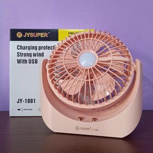 JYSUPER Portable Rechargeable Fan JY-1881 – USB Mini Fan with LED Light , 3 Speeds , 2400mAh