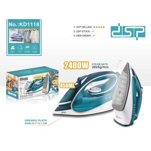 Dsp Steam Iron KD1118 – Lightweight, Non-Stick Soleplate with Adjustable Temperature for Quick and Efficient Ironing