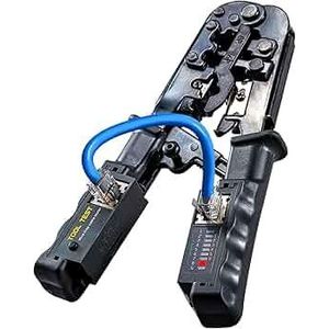 Network Cable Crimping Tool Kit – RJ45 RJ11 RJ12 Crimper with Wire Stripper, Built-in Tester & Ratchet Mechanism for Cat5 Cat6 Ethernet Cables
