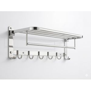 Foldable Stainless Steel Wall-Mounted Bathroom Rack & Towel Hanger