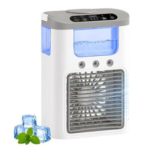 Compact Air Cooler Fan Mini Portable AC with Mist Spray & Water Tank, USB Personal Quiet Cooling Fan with 3 Speed Settings for Desk Room Office Travel Home Use