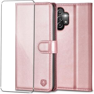 Magnetic Closure Kickstand Shockproof Protective Phone Case for Google Pixel 6A - Rose Gold, Black & Green