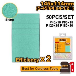 INGCO Sanding sheet set 145×114mm 50Pcs 