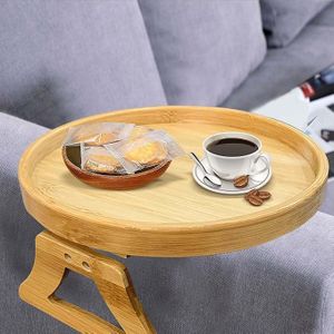 Armrest Wooden Couch Clip on Tray - 9.84inch Sofa Arm Table, Portable Wide Couch Armrest Clip, Multifunctional Side Table for Drinks, Remote, Phones, Dishes, Home Living Room Coffee Table Accessory 