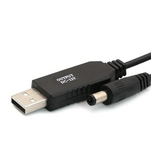 USB 5V to 12V DC Step-Up Power Cable – 5.5mm x 2.1mm Router Power Adapter- Black