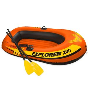 Intex Explorer 200 Inflatable Bot Set, a 2-person raft designed primarily for pools, lakes, and calm recreational waters