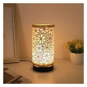 One elegant Nordic retro-style warm fabric table lamp with a beautiful sunflower lampshade.