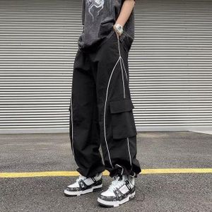 Black Sweatpants Women Basic Y2K Cargo Pants Striped Baggy Track
