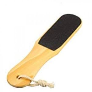 2 Sided Dead Skin Remover Foot File/Scrubber With Wooden Handle - Cream