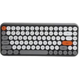Keyboard, Ergonomic Bluetooth Keyboard, Portable Computer Keyboard, 84 Keys Retro Round Keycap Gaming Keyboard, Mini Keyboard with Multicolor Keys for Gaming Office - Gray