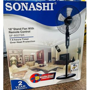 Sonashi 16 Inch Stand Fan with Remote Stainless Material Controller type Remote _Black.
