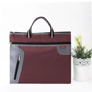 Genetic Portable Business Briefcase Zipper Bag Waterproof Durable A4 File Folder Bag Lightweight Carrying Case Handbag File Storage Organizer Holder for Office Meetings Travel-multi-colour