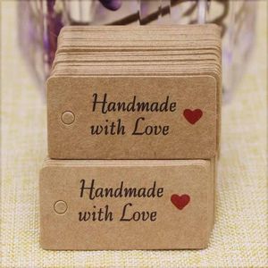 100pcs Kraft Paper Tags with Strings Handmade with Love Hang Tags Garment  Tags for Candy/Gift/