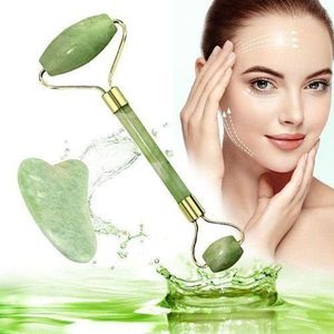 3-in-1 Natural Stone Jade Facial Roller, Guasha & Massager Set - Anti-Wrinkle, Anti-Aging Tool for Firm & Even Skin Tone