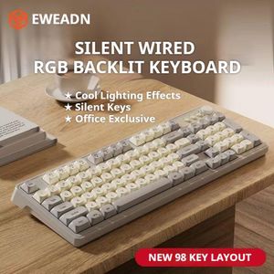 General G98  Wired silent keyboard with colorful lights, 98 key layout, mechanical feel-Grey
