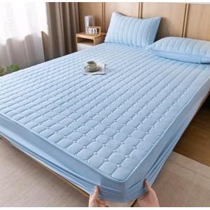 Waterproof matress protector full-fitted cover light blue 