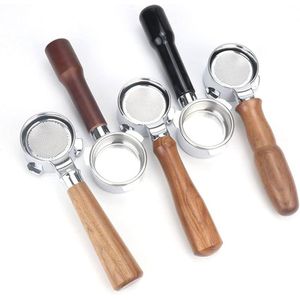 1pc 51mm Coffee Bottomless Portafilter with Filter Basket & Wooden Handle