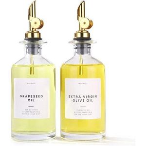 2 Pieces of Modern Glass Oil and Vinegar Dispenser Set - Multicolor
