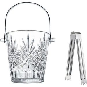Elegant Glass Ice Bucket with Tongs Set