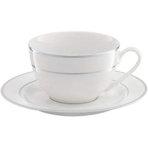 12 Pieces Cups And Saucers Large Set With A Unique Design-White