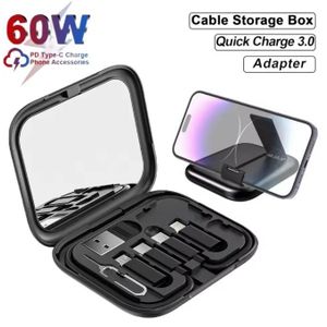 Data Cable Adapter Set,USB Conversion Storage Box,Type-C + Micro Usb Otg Adapter - Black