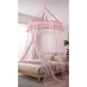 Round Dome Canopy Mosquito Net - Pink Decorative Bed Netting (4x6 &3x6 beds)