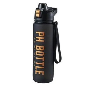 Large Water Bottle With Straw, Pearl Black Bottles With Time Marker BPA FREE, 100% Leak Proof Little Mouth Sytle, Suit Sports Outdoor Travel Work Office etc.