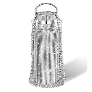 750ml luxurious  diamond rhinestone-studded stainless steel thermal water bottle equipped with a carrying chain