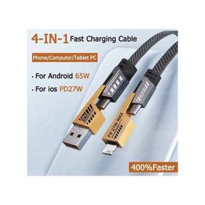 4-in-1 USB Charging Cable – Fast Charger IPhone, IPad, MacBook, Android, Samsung Compatible Durable & Tangle-Free 